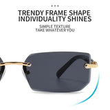 Fashion Frameless Rectangle Sun Glasses for Men Women Trendy Rimless Sunglasses Summer UV400 Shades Retro Traveling Eyewear