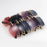 New Rimless Rectangle Sunglasses Women Men Shades Brand Designer Blingbling Diamond Sun Glasses Retro Frameless Sunglasses